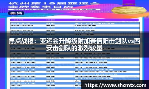 焦点战报：亚运会升降级附加赛信阳击剑队vs西安击剑队的激烈较量